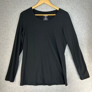 Ariat T-ssential Womens Large Black Long Sleeve Cotton Modal Crew Neck Top Shirt